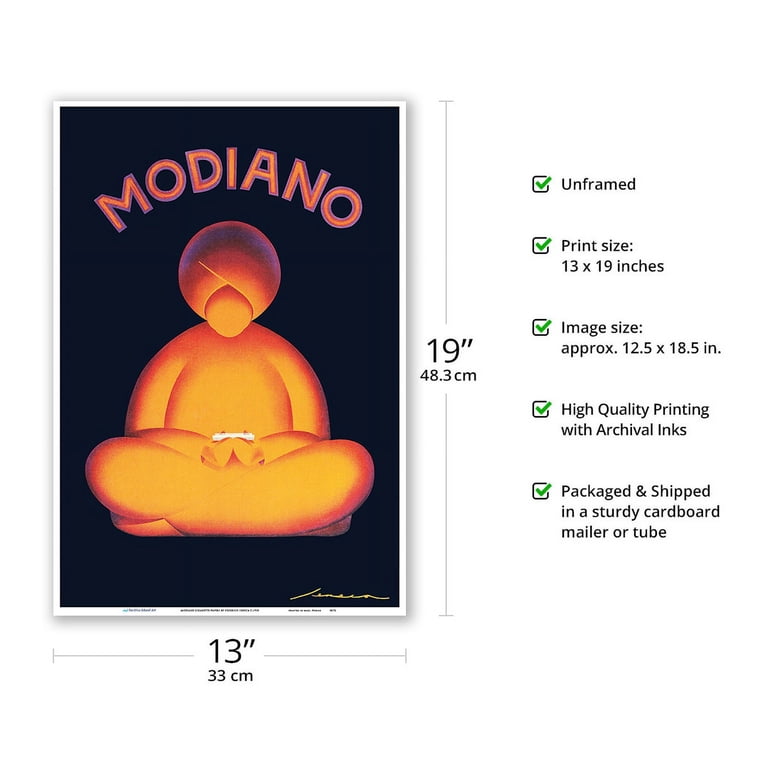 Modiano Cigarette Papers - Pasha Figure Meditating - Vintage Advertising  Poster by Federico Seneca c.1929 - Master Art Print (Unframed) 13in x 19in 
