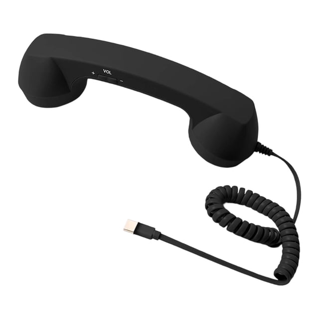 Bunblic Retro Phone with Noise Reduction, Built-in , Wired Connection, Volume Control, Comfortable Grip, High-Quality Materials, Touch Control Black