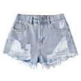 thumbnail image 2 of Shorts Girls Shorts for Tween Girls Girls Denim Shorts Summer Fashion Loose Casual Ripped Hem High Waist Distressed Teen Jean Shorts for 8-12 Years Old, 2 of 10