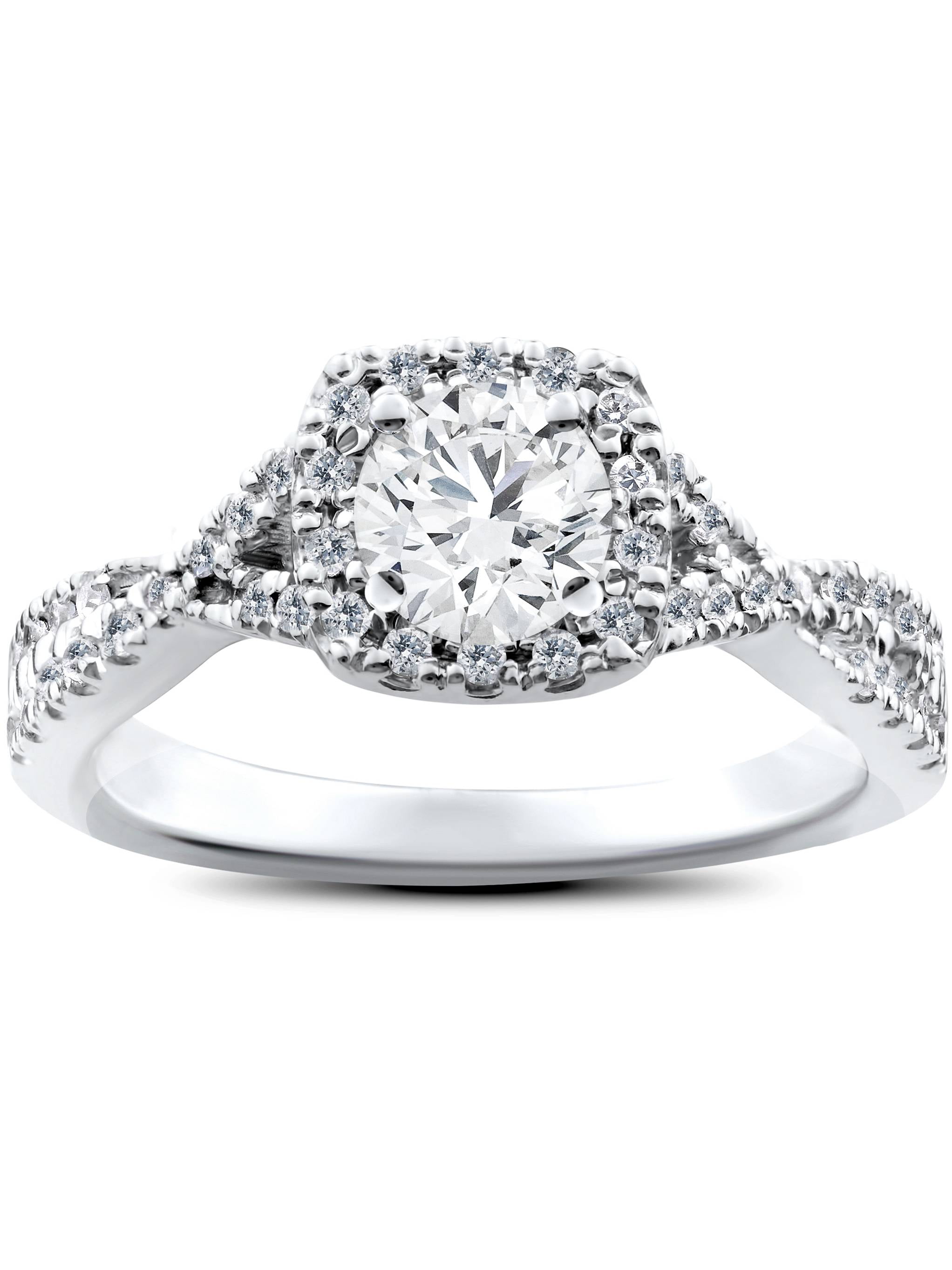 Details about   3.00ct White Oval and Round Cut Diamond Halo Engagement Ring 925 Sterling Silver 