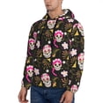 thumbnail image 3 of Naloa Skull Daisy Men's Casual Hooded Collar Drawstring Hoodies Pullover Sweatshirts Casual Long Sleeve Shirts-4X-Large, 3 of 7