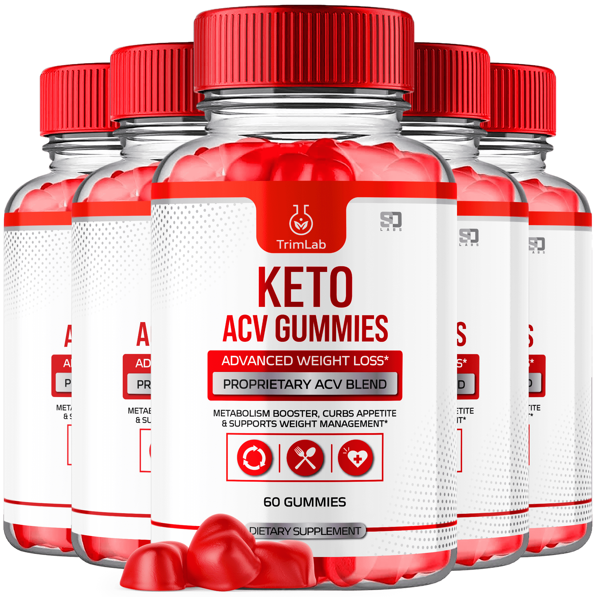 (5 Pack) Trimlab Keto ACV Gummies - Supplement for Weight Loss - Energy & Focus Boosting Dietary Supplements for Weight Management & Metabolism - Fat Burn - 300 Gummies
