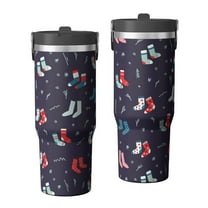 Christmas 30oz Handheld Travel Tumbler with Handle – Double Wall Stainless Steel Insulated Cup, Flip Straw Lid, Leak-Proof & BPA-Free for Hot and Cold Drinks – Durable Coffee & Juice Mug Black