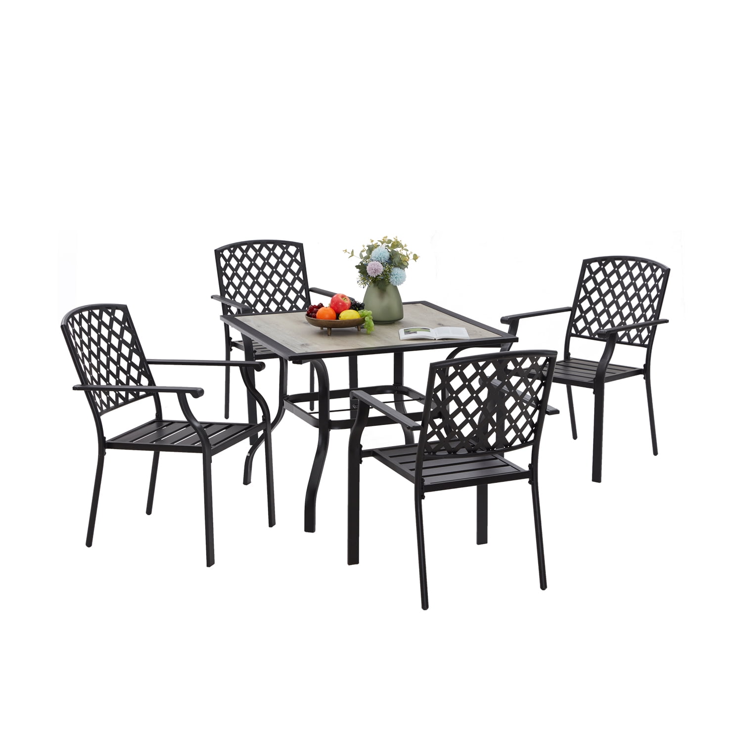 Vicllax Outdoor Swivel Dining Chairs Patio Furniture for Garden Porch Set for 4