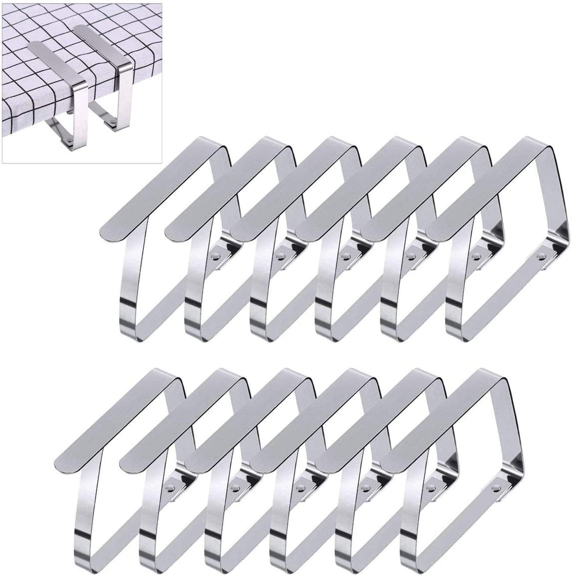 12Pcs Stainless Steel Tablecloth Clips Picnic Table Cloth Holders Cover Clamps 