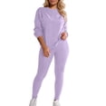 thumbnail image 2 of Sweatsuits Women 2 Piece Outfit Solid Color Crewneck Long Sleeve Sweatshirt with Trousers Casual Elegant Womens Tracksuit Set PP1 XL, 2 of 4