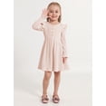 thumbnail image 2 of Gyratedream Toddler Fall Winter Long Sleeve Dress Ruffle Long Sleeve Ribbed Knit Button Down Casual Dresses 2-7 Years, 2 of 9