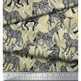 thumbnail image 3 of Soimoi Beige Rayon Crepe Fabric Leaves & Wild Animal Print Sewing Fabric BTY 46 Inch Wide, 3 of 3