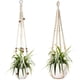 thumbnail image 1 of Juego de 2 cestas colgantes de macramé con cuerda de algodón, cestas colgantes para macetas, soporte para plantas, colgador para techos interiores y exteriores, 1 of 8