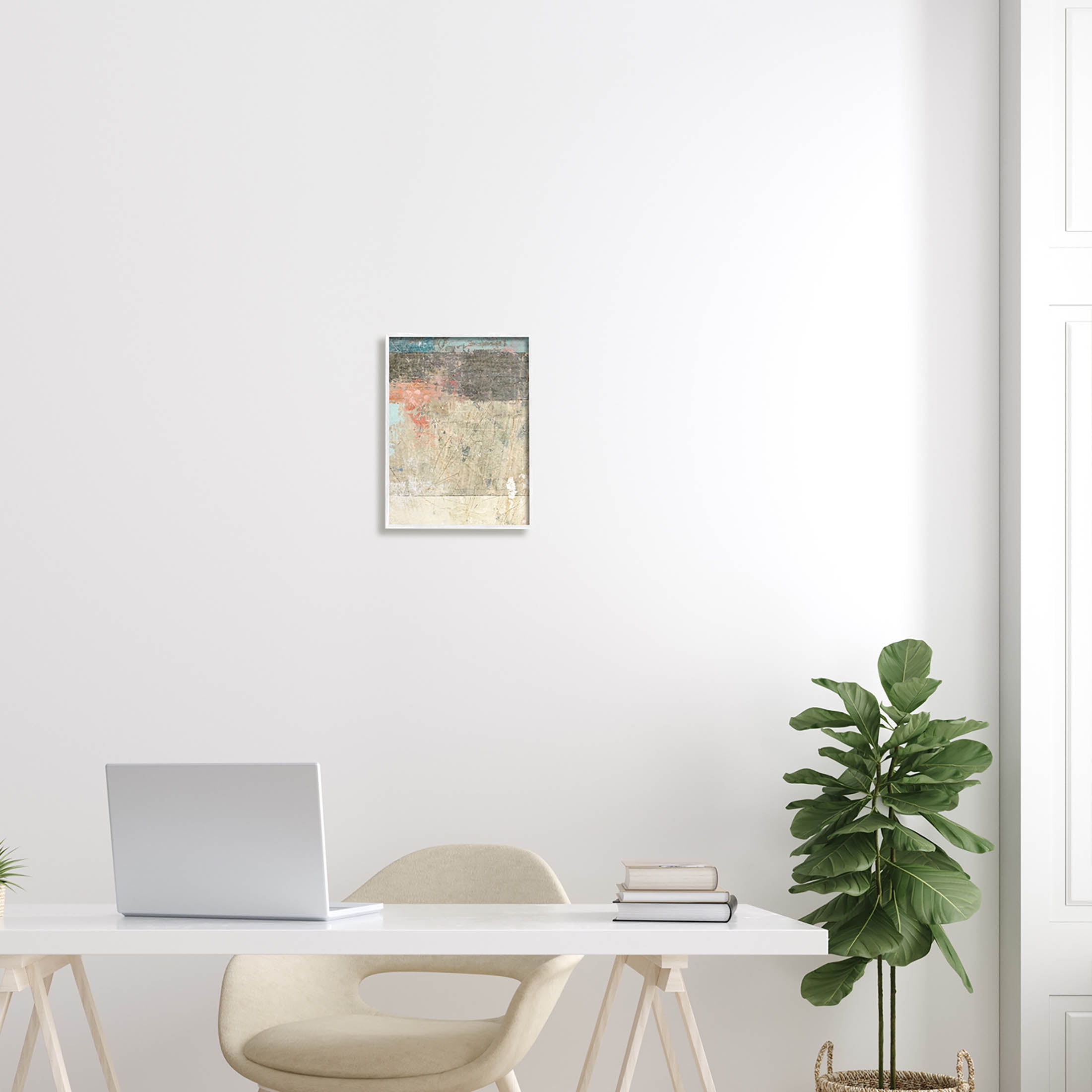 Stupell Industries Urban Layered Abstract Collage Painting White Framed Art Print Wall Art, Design by Suzanne Nicoll