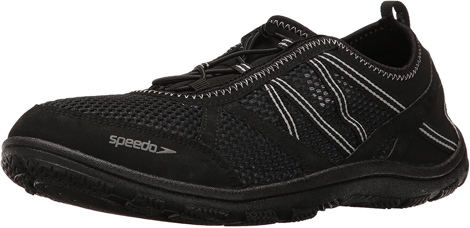 Speedo Men's Seaside Lace 5.0 Athletic Water Shoe Black/Black 10 NEW 