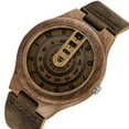 thumbnail image 4 of Wooden Watches for Men, Stylish Exotic Wrist Watch with Creative Dial Adjustable Stainless Steel Buckle, Leather Straps, Casual Watches for Man, 4 of 8