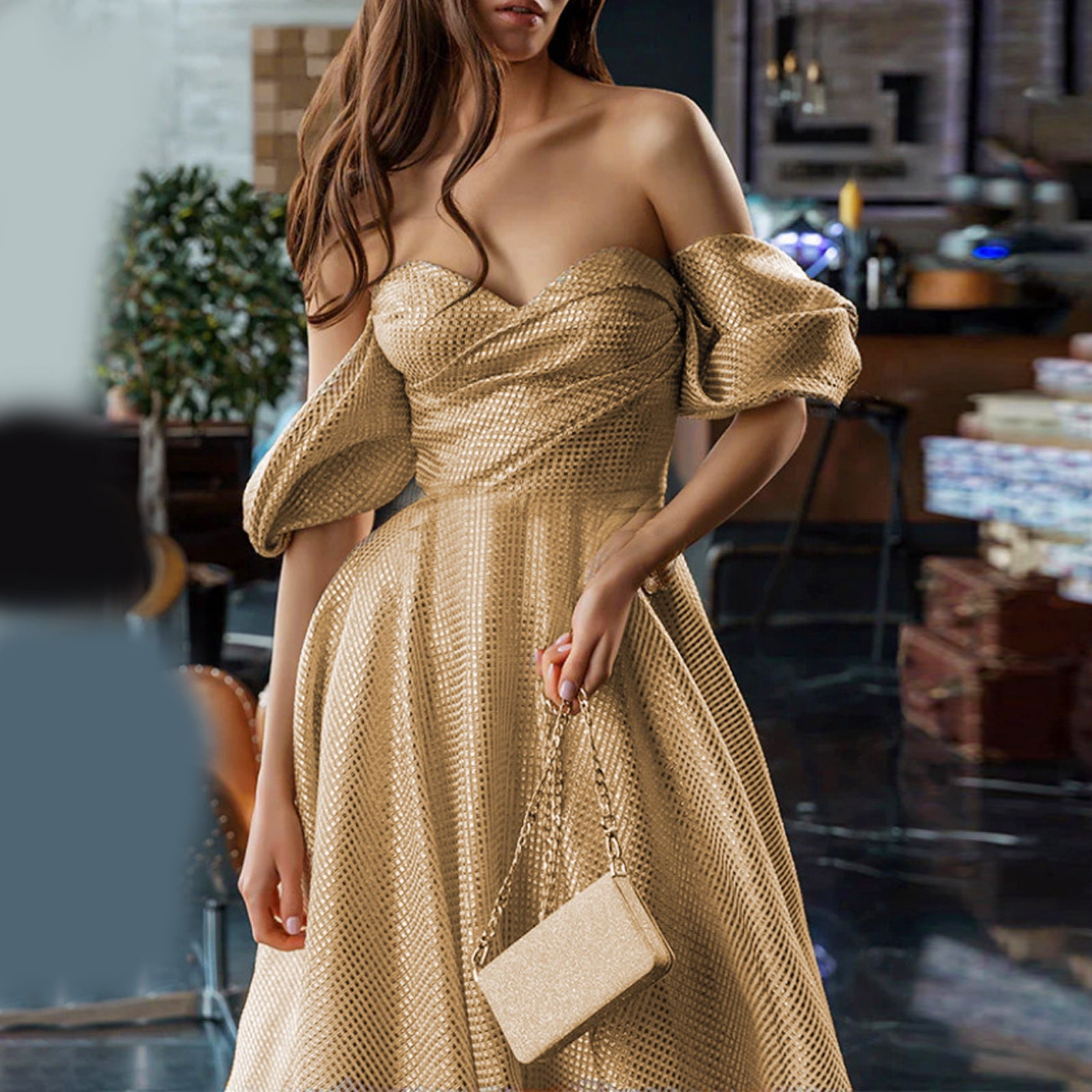 EHQJNJ Gold Evening Gowns for Women Formal Elegant UK | Ubuy