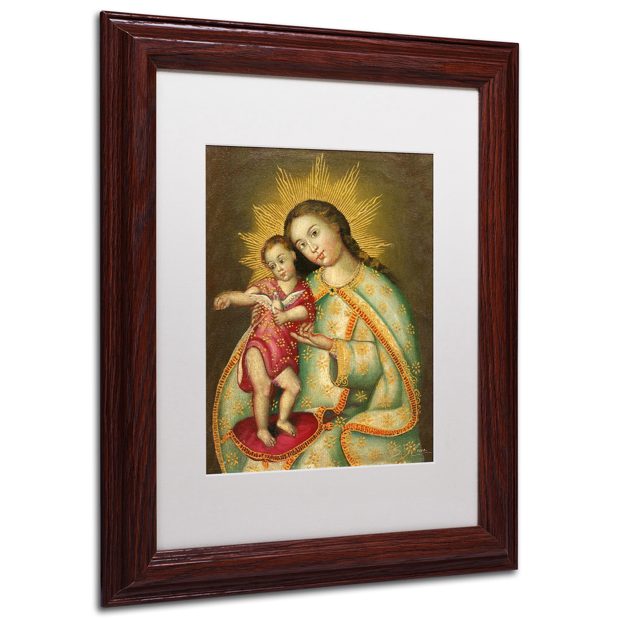Trademark Fine Art "The Virgin and Son II" Canvas Art by Masters Fine Art, White Matte, Wood Frame