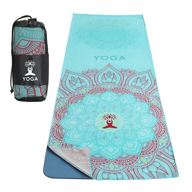 Toalla de yoga MoKo, alfombrilla antideslizante para yoga caliente con bolsillo en la esquina, 189 x