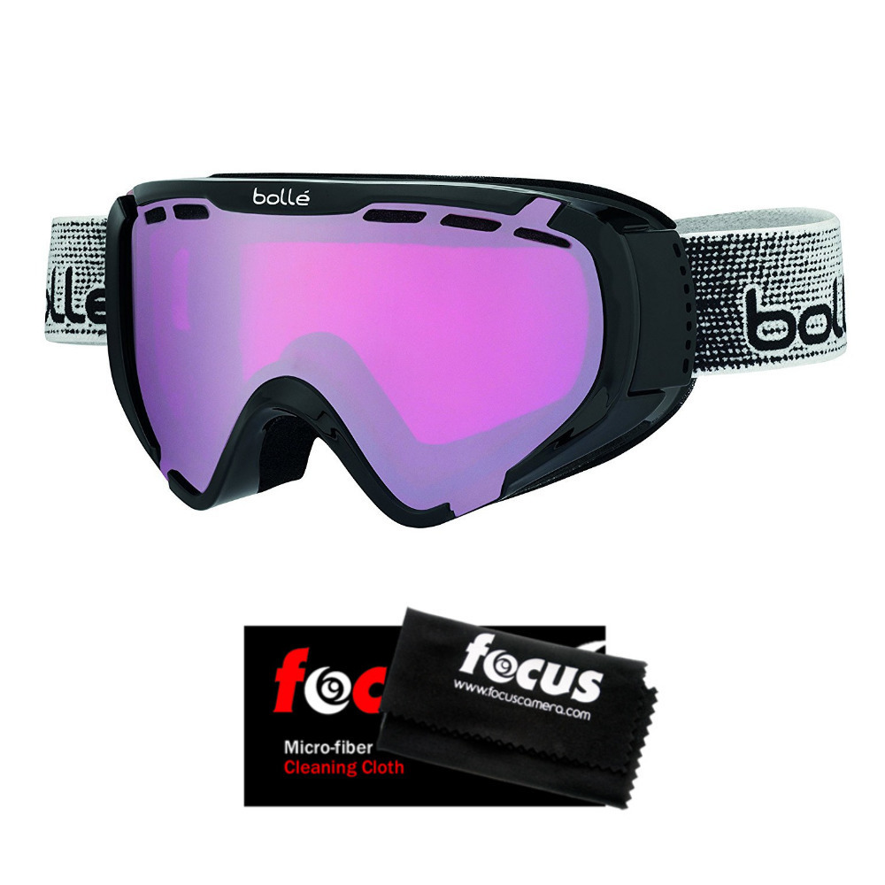 Bolle Explorer Junior Snow Goggles (Black Frame/Vermilion Lens) with Cloth Kit