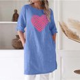 thumbnail image 1 of Pisexur Robe à Manches Courtes à Col en V Femmes Manches Longues Décontractée Manches Col en V Imprimée Robes Mi-Longues Robe Ample Femmes blouse, 1 of 4