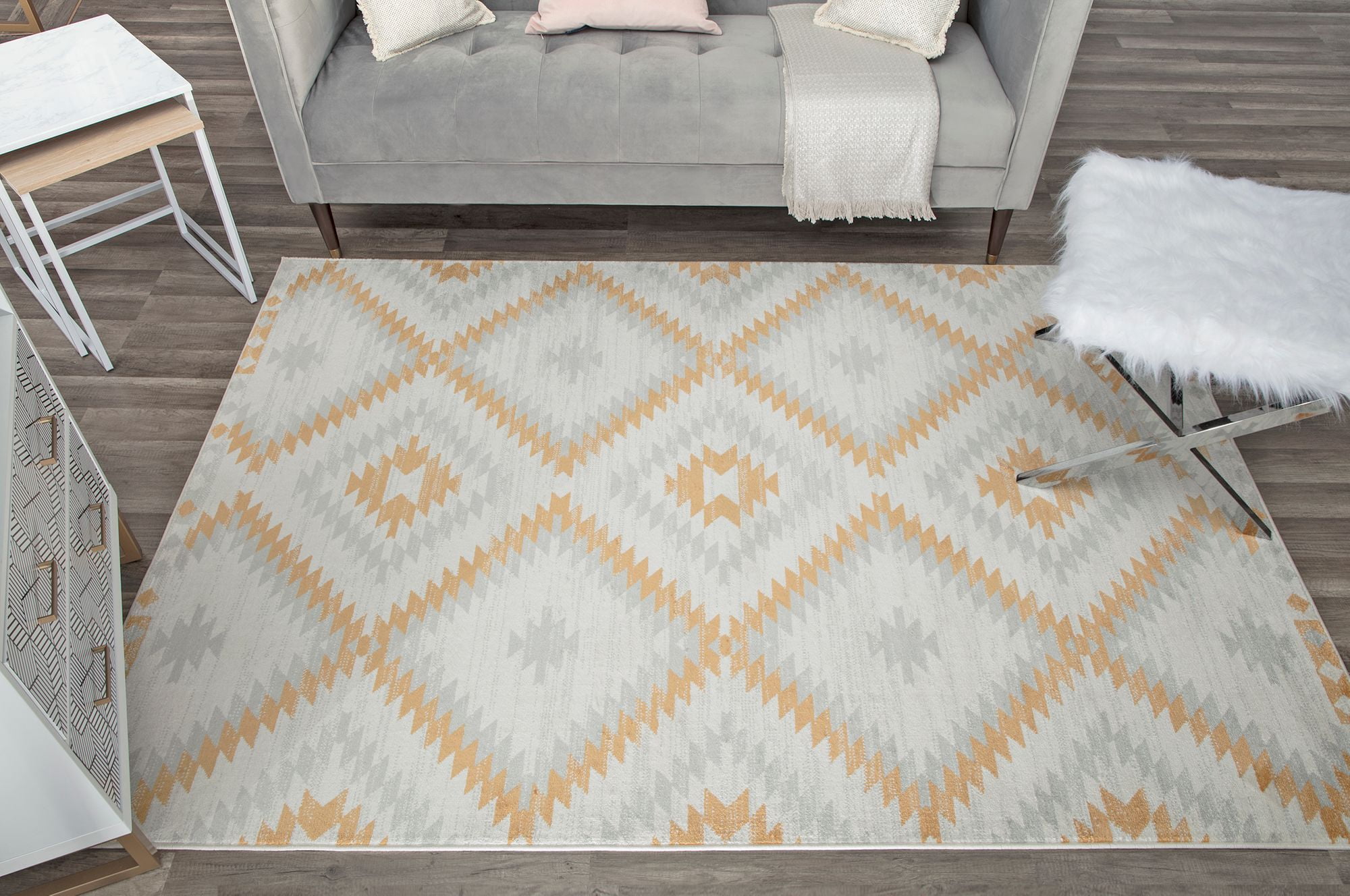 Soleil BR30M Golden Touch Tribal Moroccan ivory Area Rug, 2'x4'