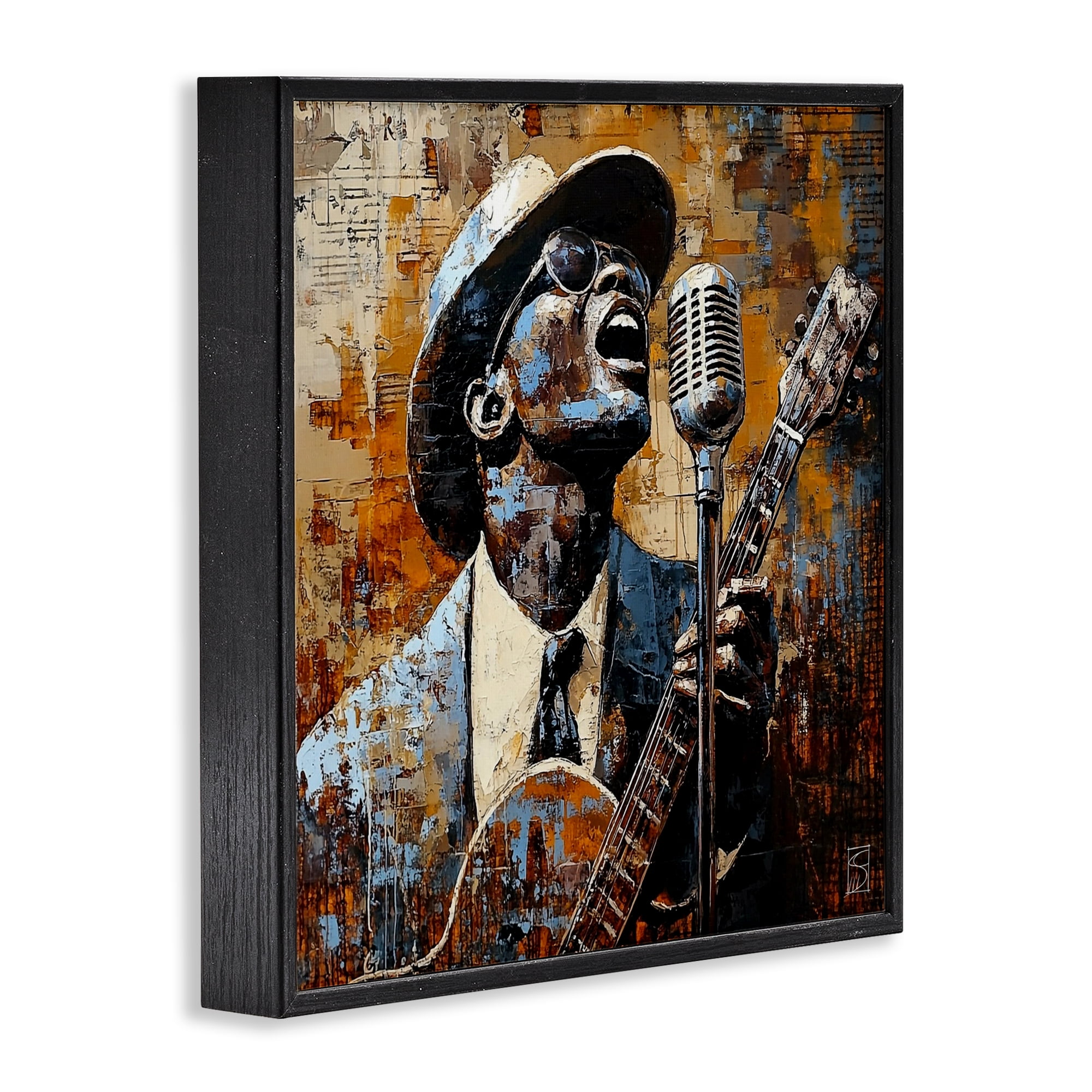Stupell Industries Passionate Blues Singer Black Framed Giclee Art, design by Sara Culpepper