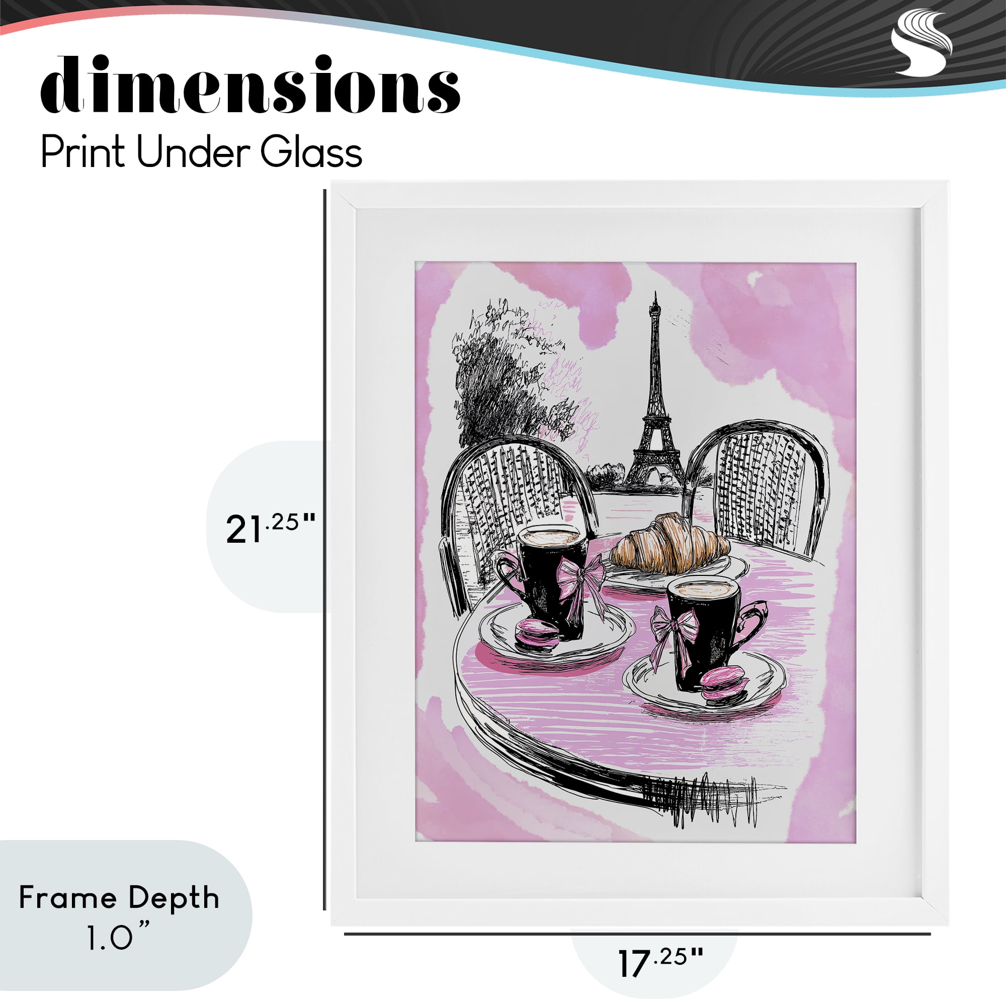 Stupell Industries Pink Parisian Cafe Breakfast White Framed Print Under Glass, design by Jess Stempel