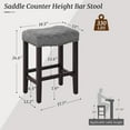 thumbnail image 3 of DYCANPO 24-Inch Backless Bar Stools Set of 2, Wooden Legs and Leather, Dark Grey, 3 of 7