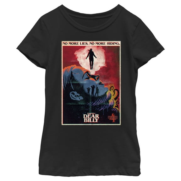 Netflix Girl's Stranger Things Retro Dear Billy Poster Graphic T-Shirt
