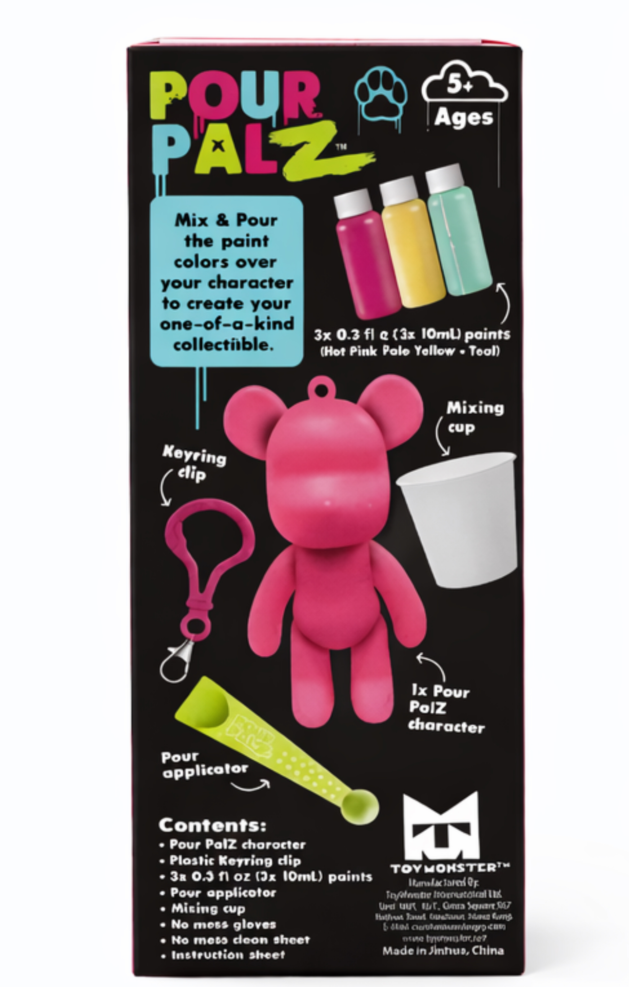 Toy Monster Pour Palz DIY Paint Bear Mini Keychain "Colors May Vary"