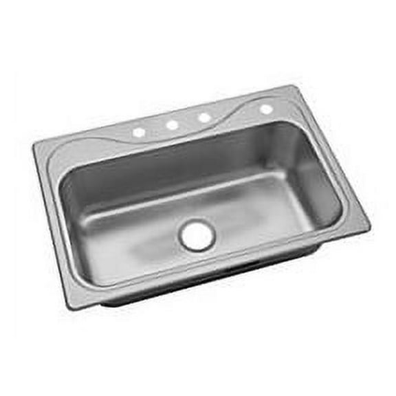 Sterling 24912-4 Southhaven 33" Single Basin 20 Gauge 4 Hole Kitchen Sink - Stainless