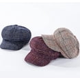 thumbnail image 2 of YooGuoGuo Thick Plaid Woolen Newsboy Cap Vintage Casual Visor Berets 8 Panel Paperboy Hats for Women Ladies, 2 of 3