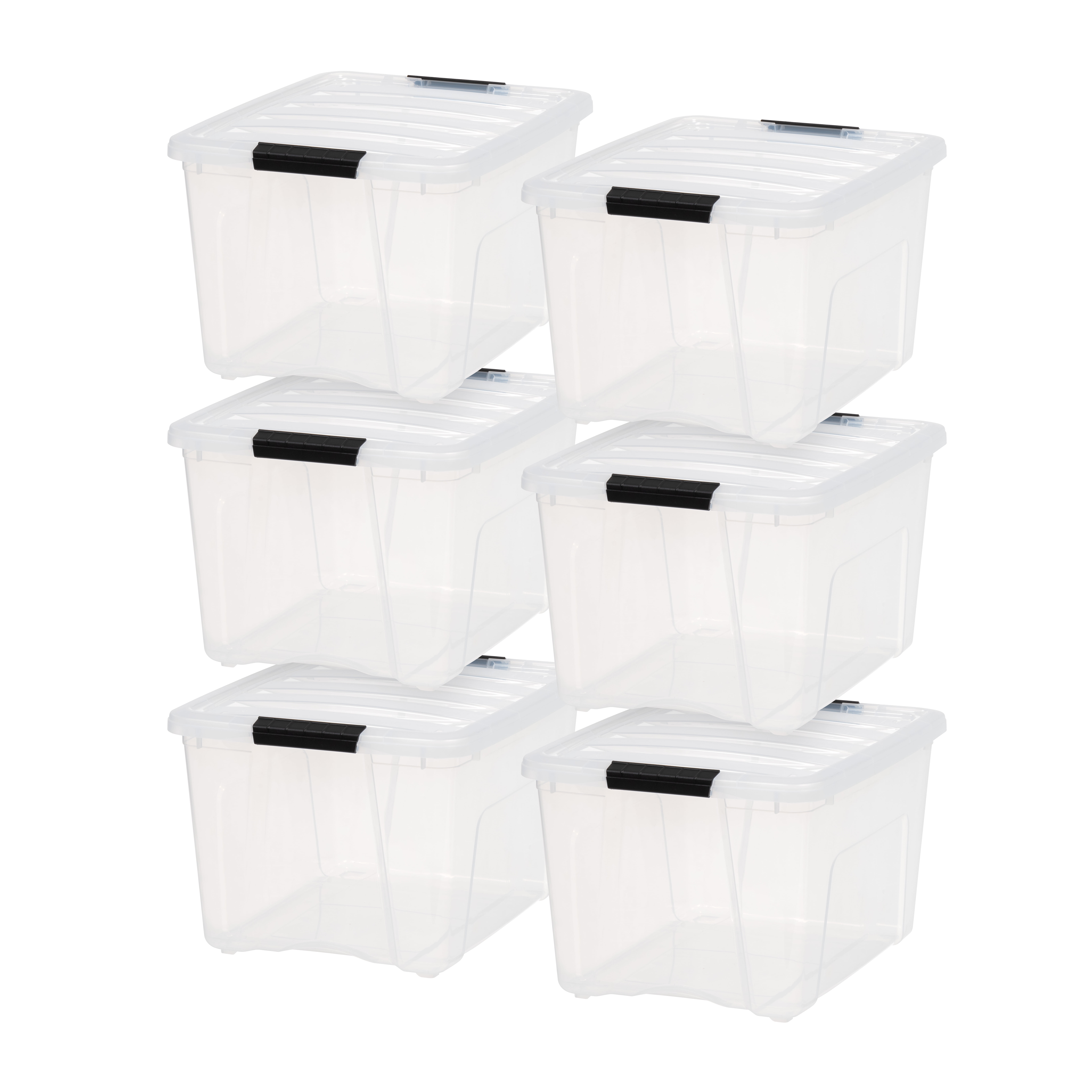 IRIS USA 10 Gallon Plastic Storage Boxes, Clear, 6 Count