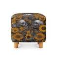 thumbnail image 2 of SCRAWLGOD Sunflower Skull Print Yellow Gray Ottoman Slipcover, Removable Footrest Sofa Cover Washable Square Footstool Slipcover with Elastic Bottom for Living Room, 2 of 7