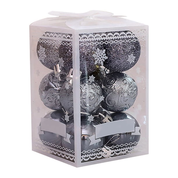 Inteprter Paquete de 12 bolas de Navidad colgantes para decoración de fiestas, adornos para exteriores, Bar, Hotel, colgantes reutilizables de Kits de decoración para fiestas Gris