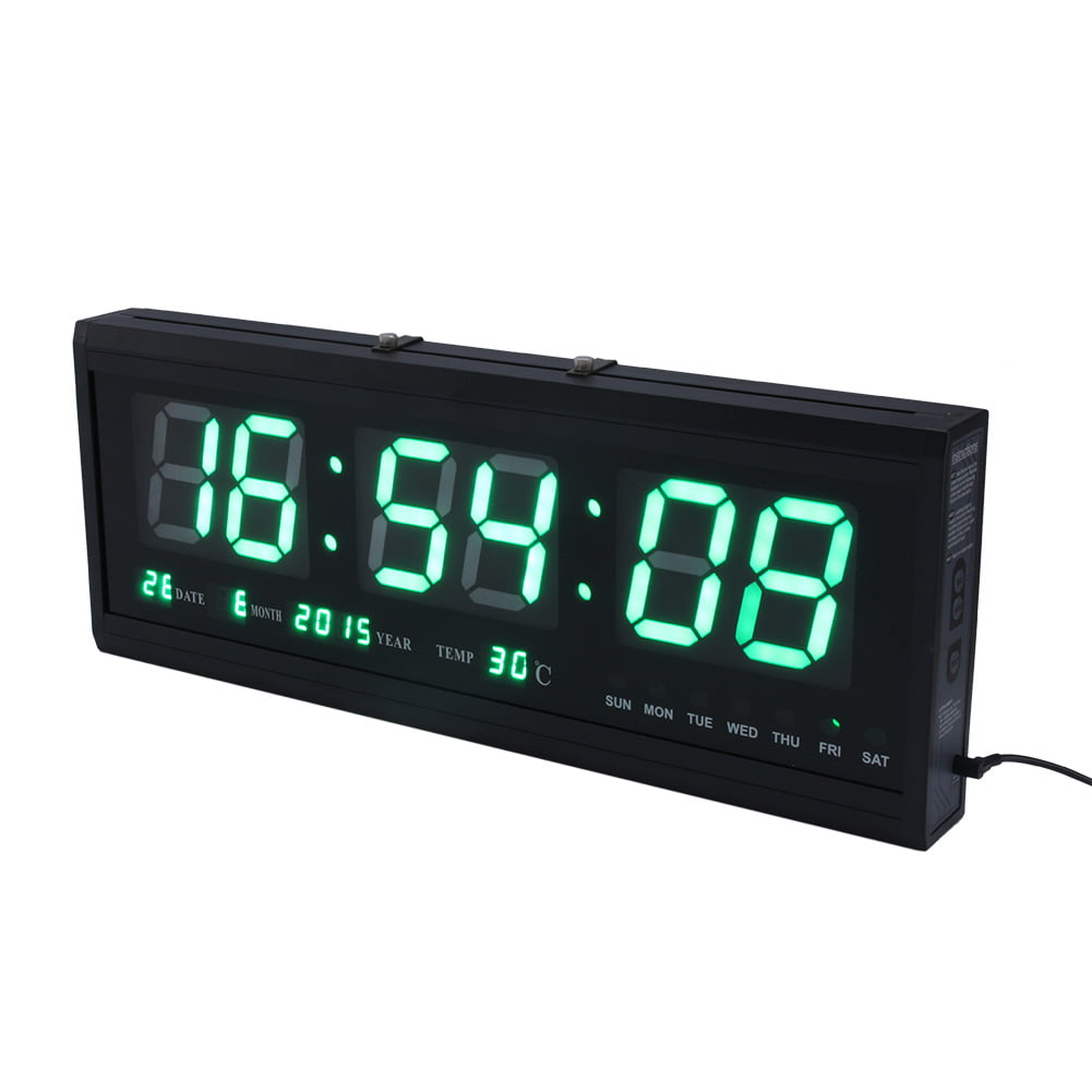 Digital Wall Clock Lcd Big Large Number Time Temperature Calendar Alarm V2G2