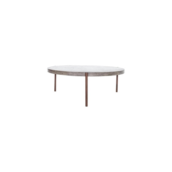 Round Outdoor Coffee Table - 36" Fiberstone Table - Modern Patio Furniture - Dark Grey
