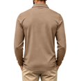 thumbnail image 4 of WULMLEO Mens Long Sleeve Polo Shirts Solid Color Button Slim Fit Collared Tshirts Business Casual Tops Tennis Golf Tees Brown XL, 4 of 7