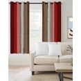 thumbnail image 2 of Red Pink Blackout Curtains, Light Blocking Print Window Curtains, Farmhouse Wood Grain Vintage Brown Striped Thermal Insulated Window Drapes for Living Room Kitchen Cafe 2 Panels, 55"W x 39"L, 2 of 9
