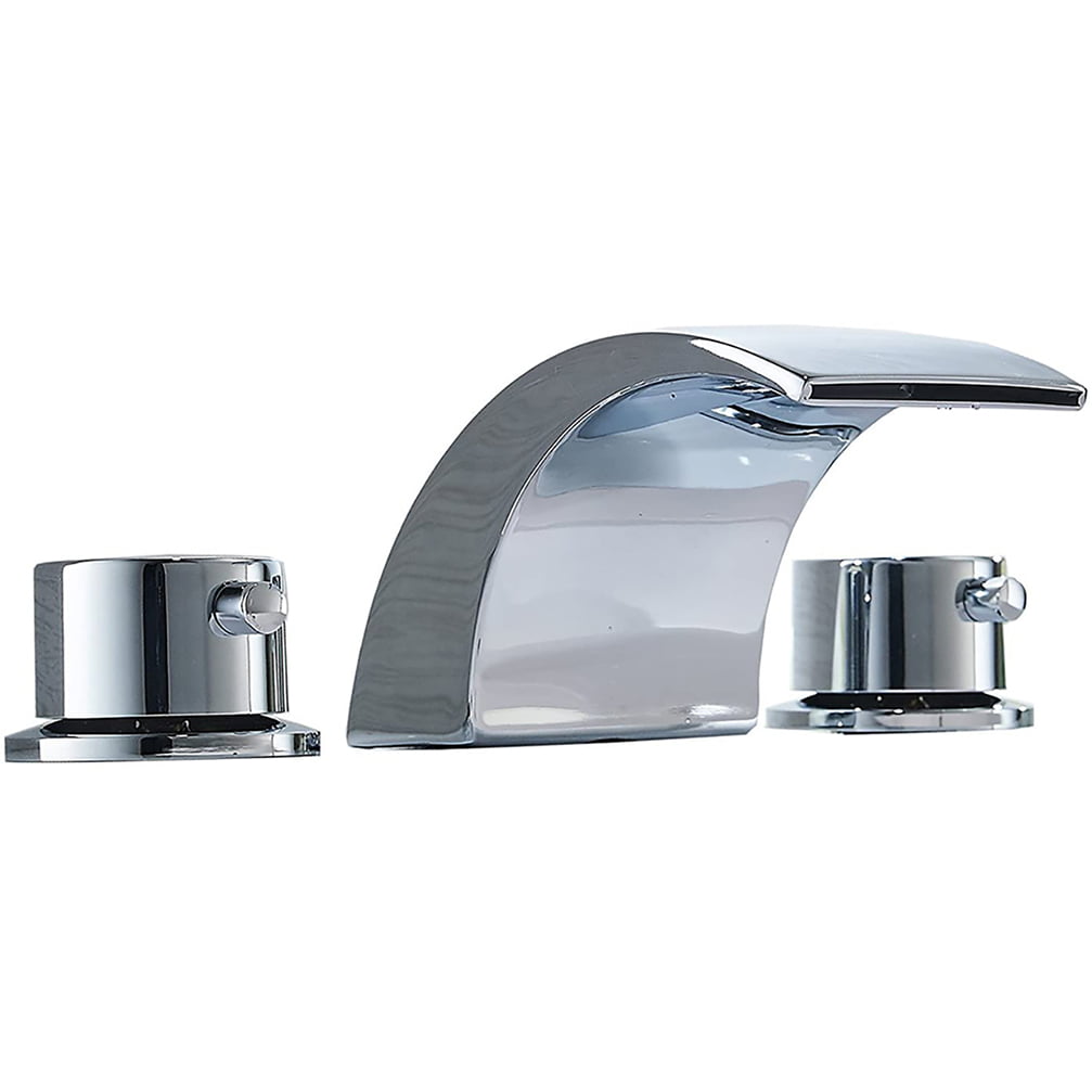 LED Waterfall Widespread Bathroom Basin Faucet Tub Sink Mixer Tap Chrome 