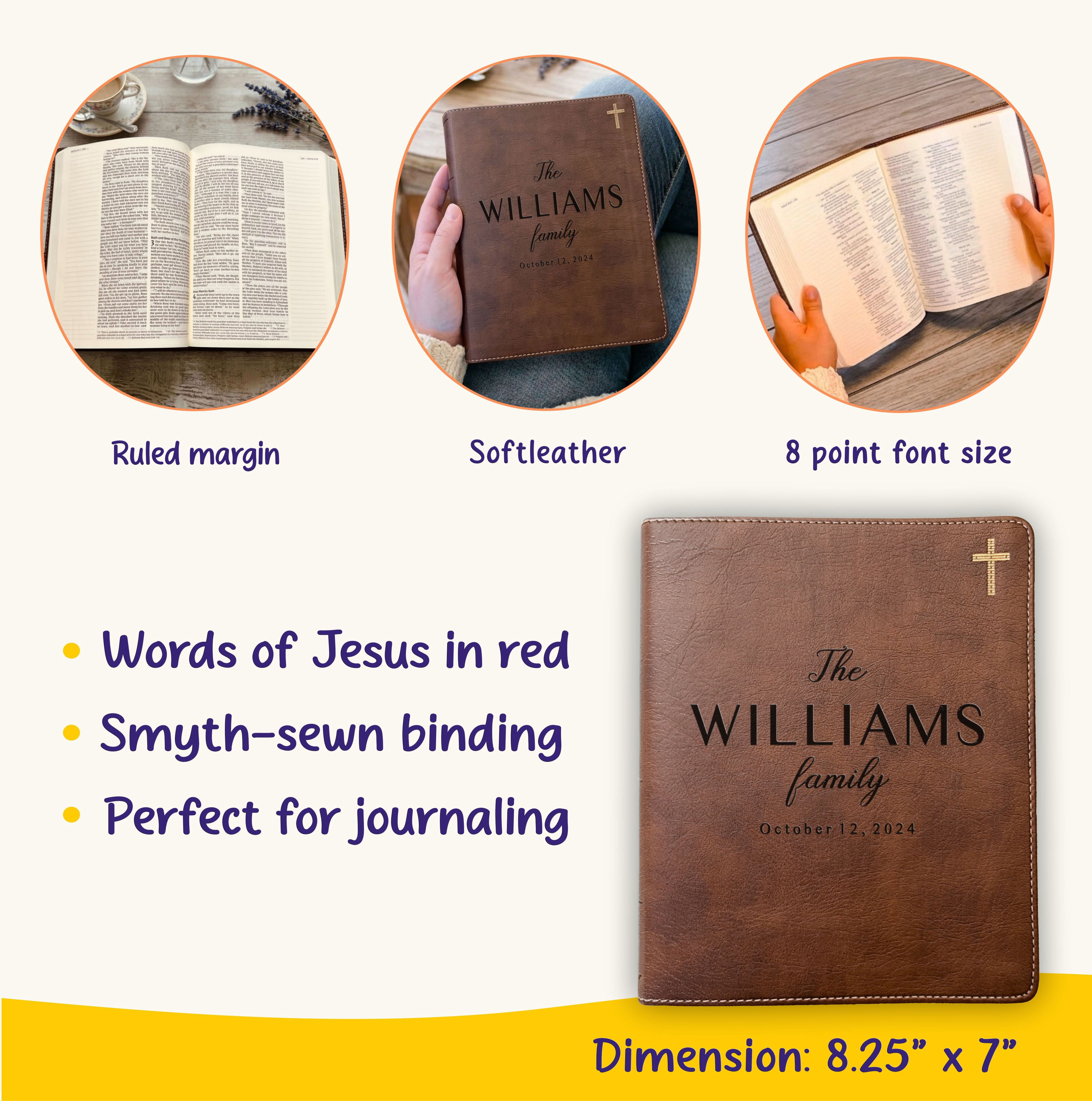 Personalized NIV Family Bible Set, Wide Margin Journaling Bible, Red Letter Edition with Tabs and Highlighters, Christian Wedding Gift