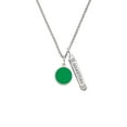 thumbnail image 2 of Delight Jewelry Silvertone Small Green Enamel Disc Silvertone Guardian Angel Bar Charm Necklace, 23", 2 of 4