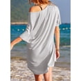 thumbnail image 5 of SWQZVT Womens Sleep Shirts V Neck Nightgown Oversized T Shirt Nightshirt Short Sleeve Cotton Sleepwear Lounge Dress, 5 of 8