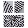 thumbnail image 6 of Girls Short Sleeve Gingham Plaid A-Line Dress Lace Peter Pan Collar Flared Summer Sundress Kids Daily Outdoor Casual Princess Dress(Black,7-8 Years), 6 of 7