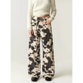 thumbnail image 5 of Women'S Cow Print Wide Leg Pants Patched Elastic Waist Casual Loose Trousers Cow Pattern S, 5 of 10