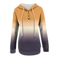 thumbnail image 4 of Cmfcve Women's Fall Athletic Pullover Hooded Jacket Gradient Color Button Up Casual Sweatshirt Blouse Long Sleeve Drawstring Track Henly Tops, 4 of 5