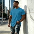 thumbnail image 4 of JULMCOMO Men's Shirts Solid Crew Neck Short Sleeve Soft Comfy Summer T Shirt Loose Fit Breathable Casual Classic Tees Purple 4XL, 4 of 5