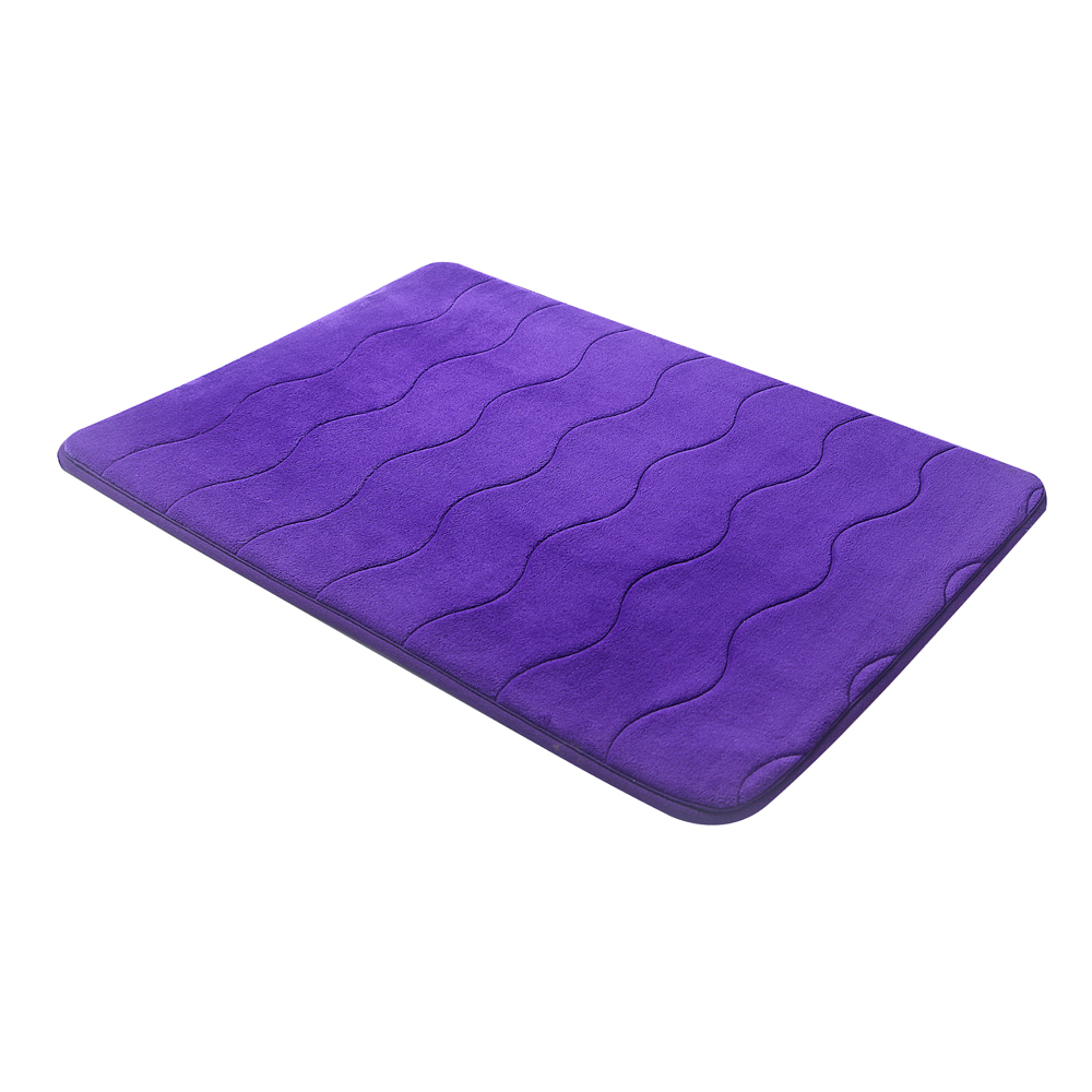 Purple Wave Stitched Velvet Memory Foam Bath Runner 24"x60" Fast Drying