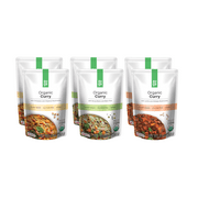 AUGA Organic Curry Meal Variety Bundle, 10oz (6-pack) (Green, Red, Yellow) Vegan Plant Based Vegetarian