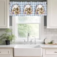 thumbnail image 3 of Easter Bunny Rod Pocket Curtain Valance, Spring Easter Eggs Chick Floral Blue Check Farmhouse Window Valance for Living Room, Bedroom, Kitchen 54"W x 18"L, 3 of 9