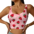 thumbnail image 3 of Goofa Strawberry Printed Sports Bras for Women, High Impact Running Bra Workout Crop Tank Tops Longline Sports Bra Push up-X-Large, 3 of 9