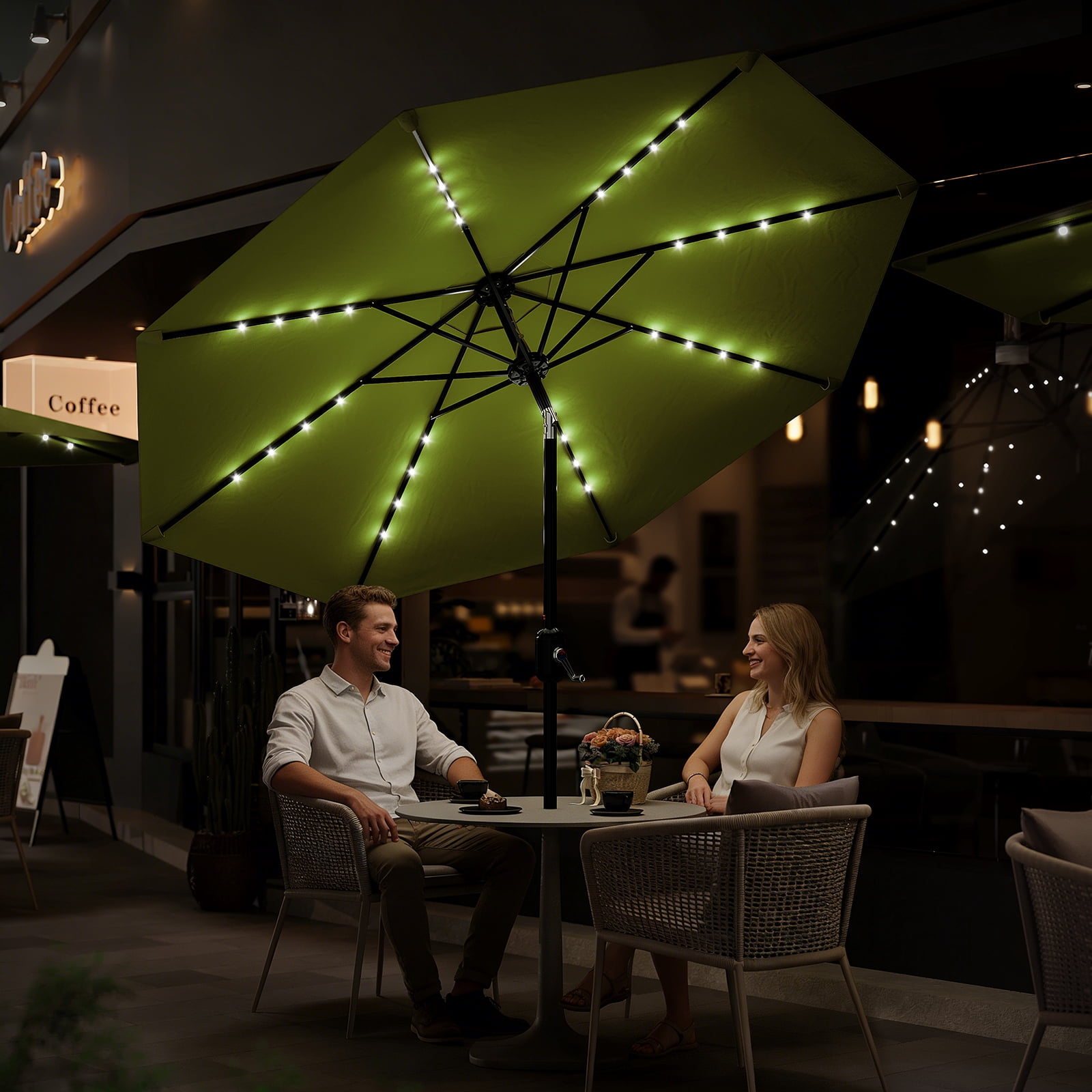 GOGRANT 98.4 in Multicolor Rectangle Market Patio Umbrellas, Fade Resistant