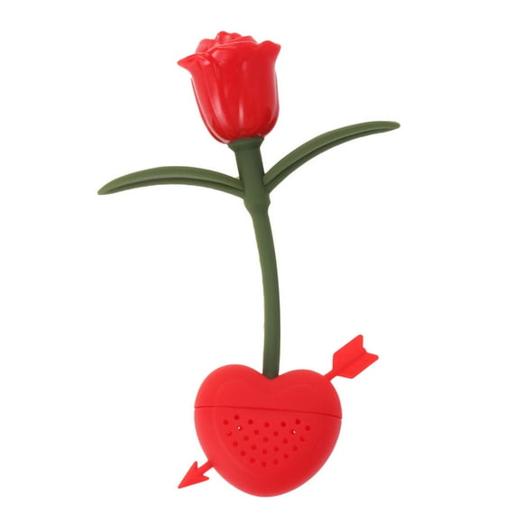 Filtro de té de silicona con forma de rosa, reutilizable, para bolsitas de té, infusor de té de hojas sueltas, accesorio de cocina para el hogar (rojo)